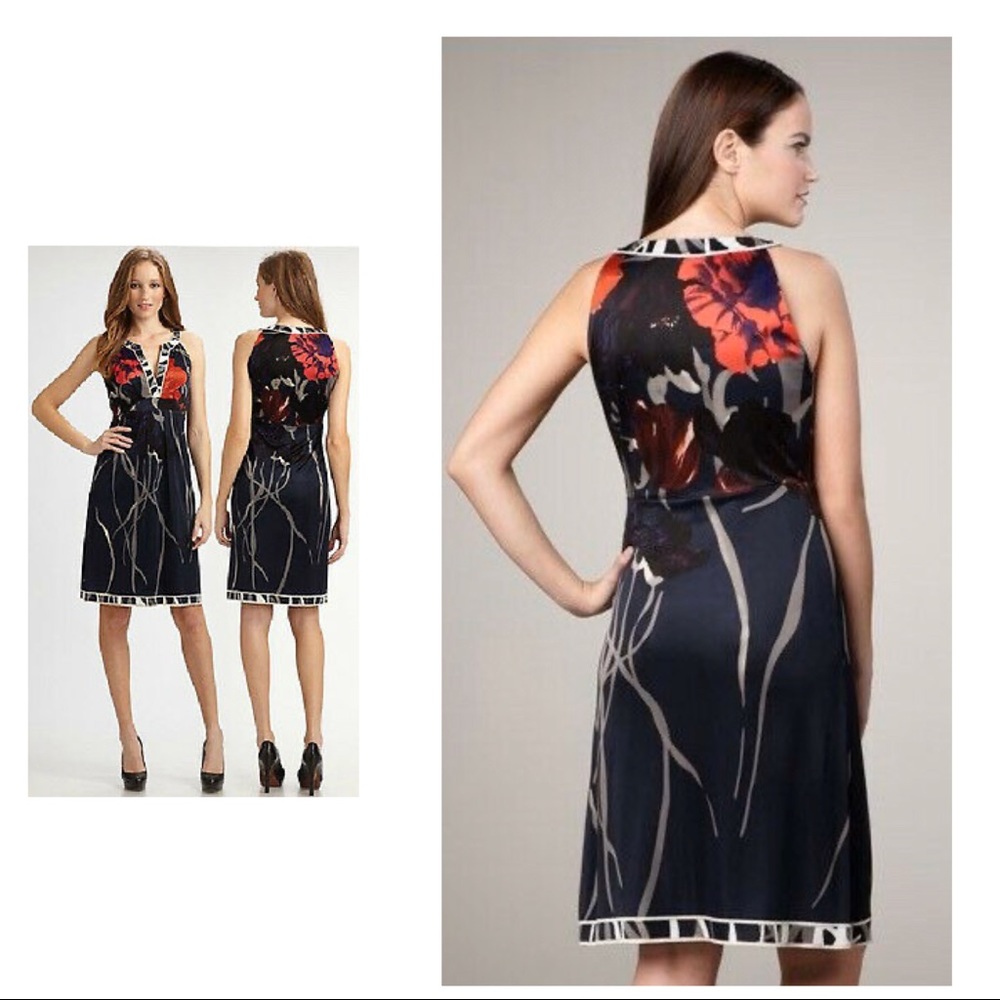 NWT $298 Elie Tahari Ivy Spring Navy Floral Dress